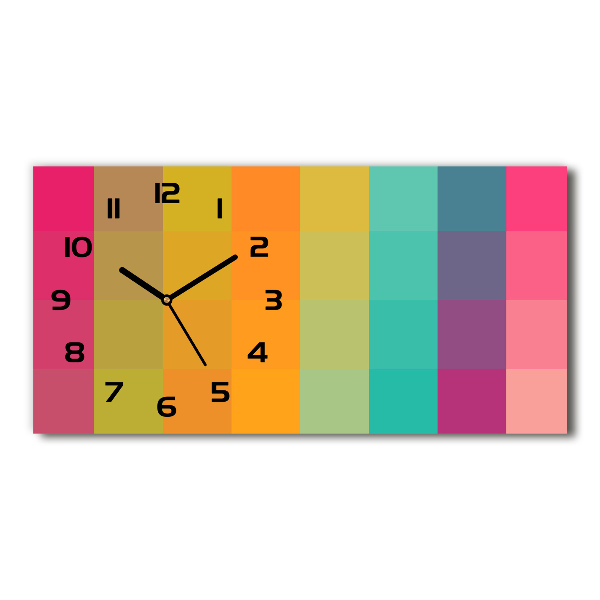 Horizontal wall clock Colorful squares