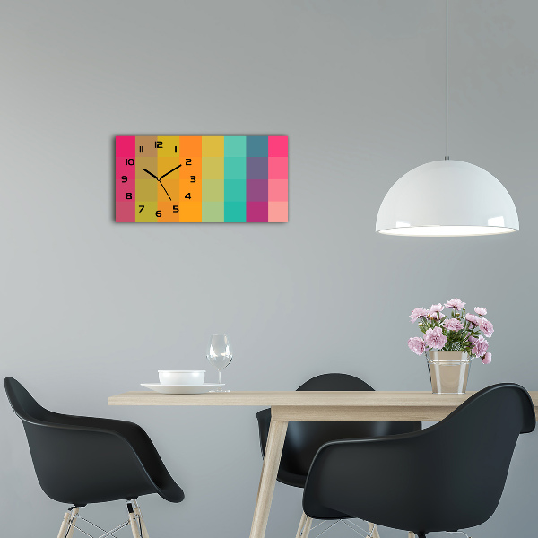 Horizontal wall clock Colorful squares