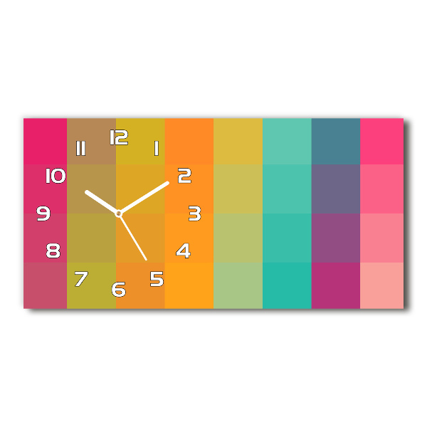 Horizontal wall clock Colorful squares