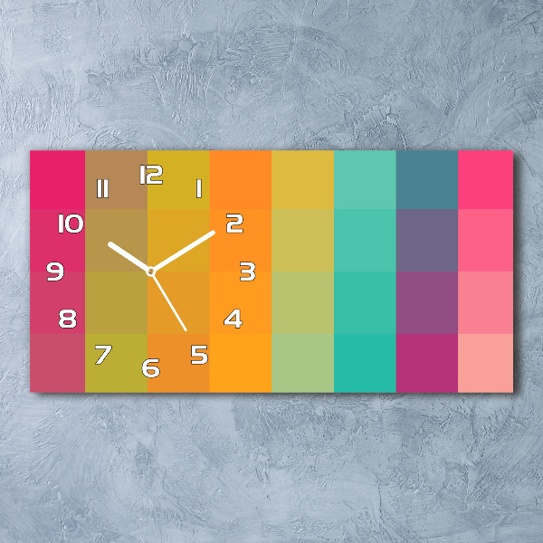 Horizontal wall clock Colorful squares