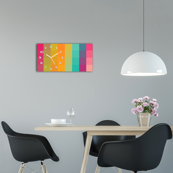 Horizontal wall clock Colorful squares
