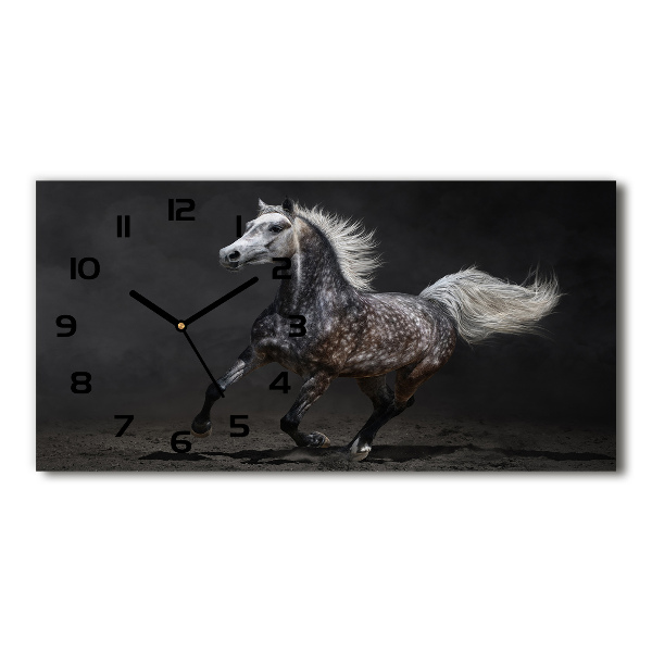 Horizontal wall clock Gray Arabian horse