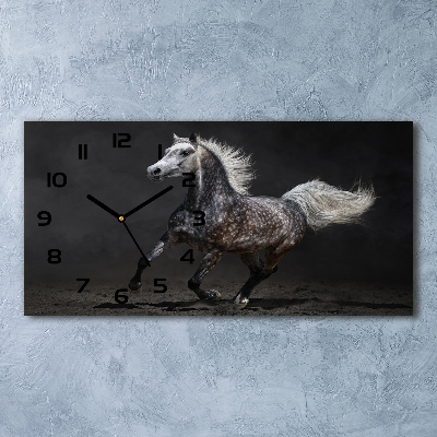 Horizontal wall clock Gray Arabian horse