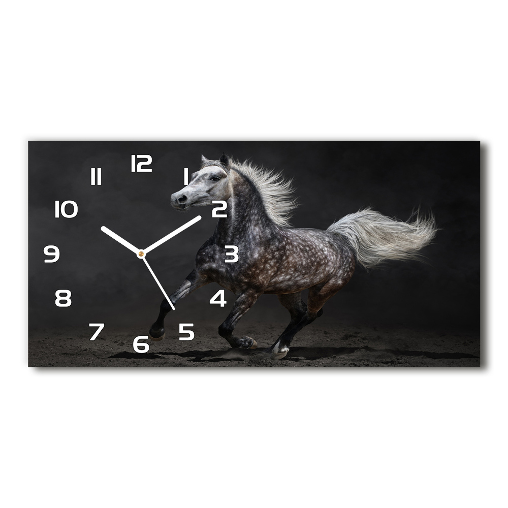 Horizontal wall clock Gray Arabian horse