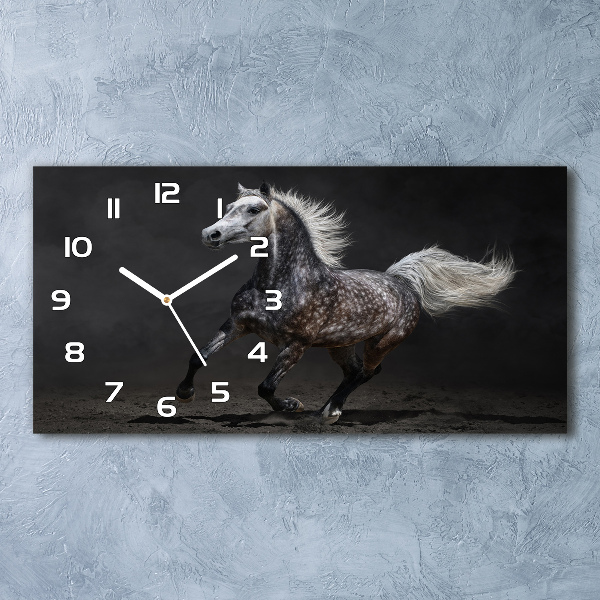 Horizontal wall clock Gray Arabian horse