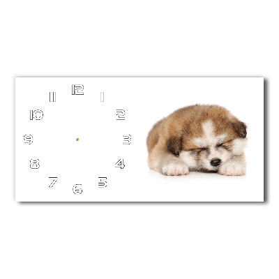 Horizontal wall clock Akita puppy