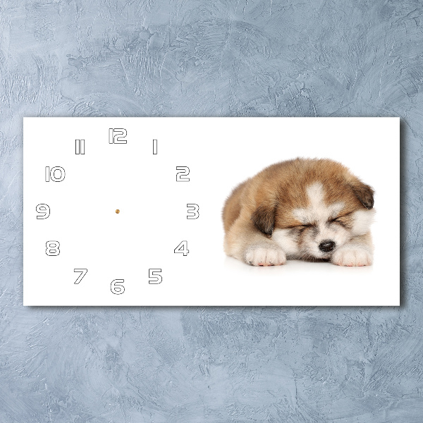 Horizontal wall clock Akita puppy