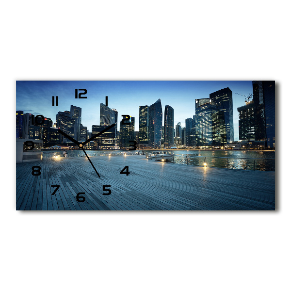 Horizontal wall clock Singapore at night