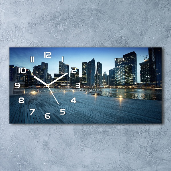 Horizontal wall clock Singapore at night