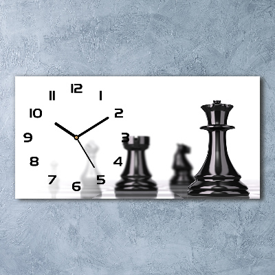 Horizontal rectangular wall clock Chess