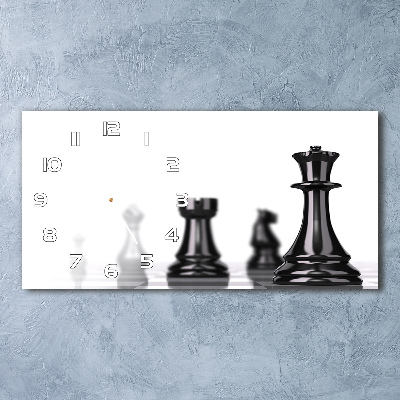 Horizontal rectangular wall clock Chess