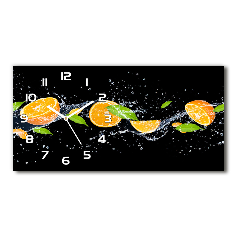 Horizontal wall clock Oranges and water