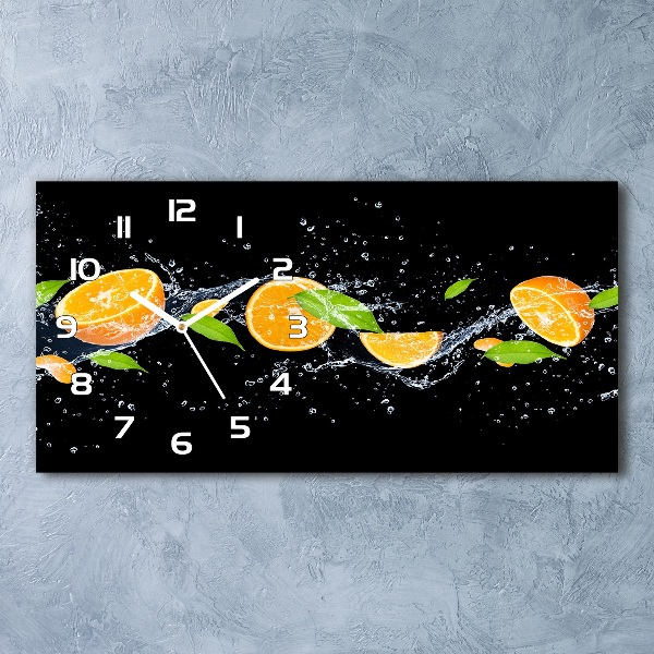 Horizontal wall clock Oranges and water