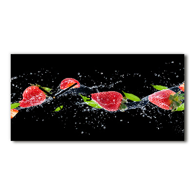 Horizontal wall clock Strawberries and water