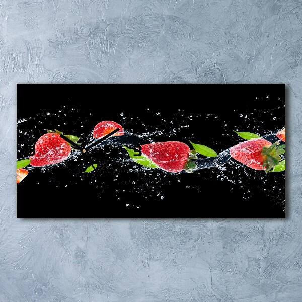 Horizontal wall clock Strawberries and water