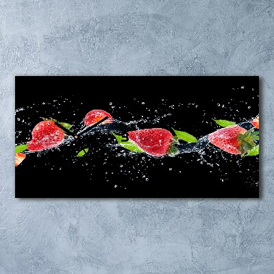 Horizontal wall clock Strawberries and water