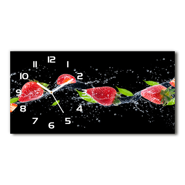 Horizontal wall clock Strawberries and water