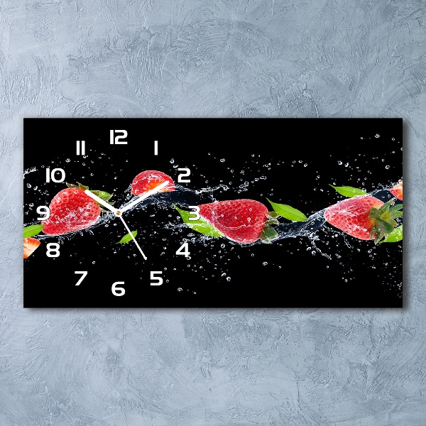 Horizontal wall clock Strawberries and water