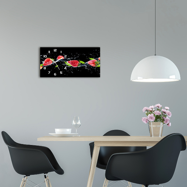 Horizontal wall clock Strawberries and water