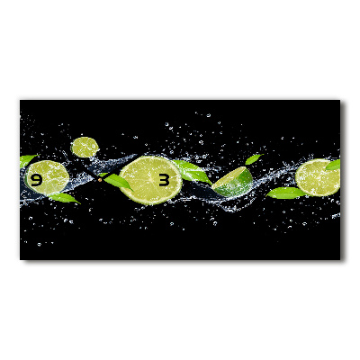 Horizontal rectangular wall clock Lime and water