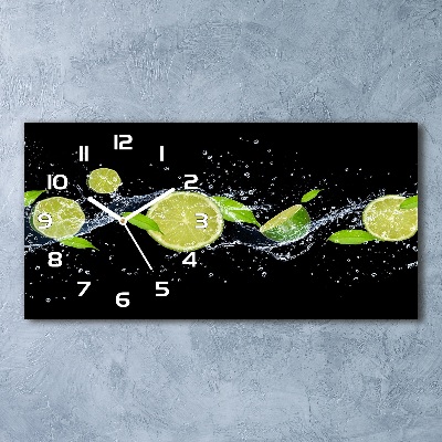 Horizontal rectangular wall clock Lime and water