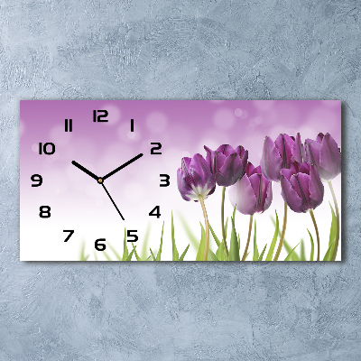 Horizontal wall clock Fillet tulips