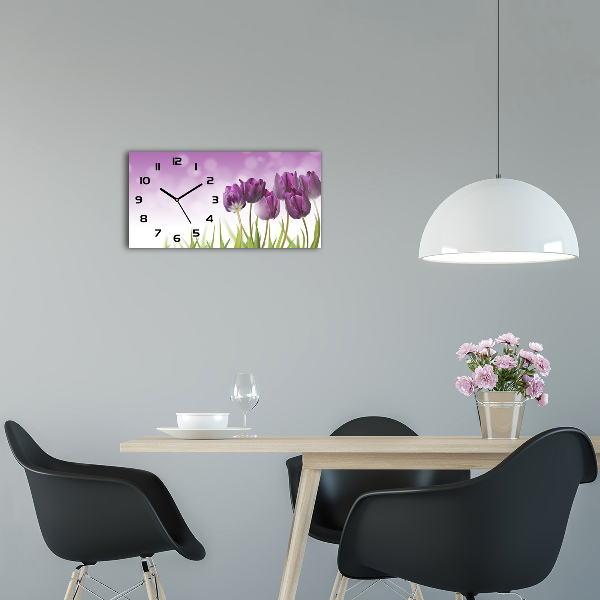 Horizontal wall clock Fillet tulips