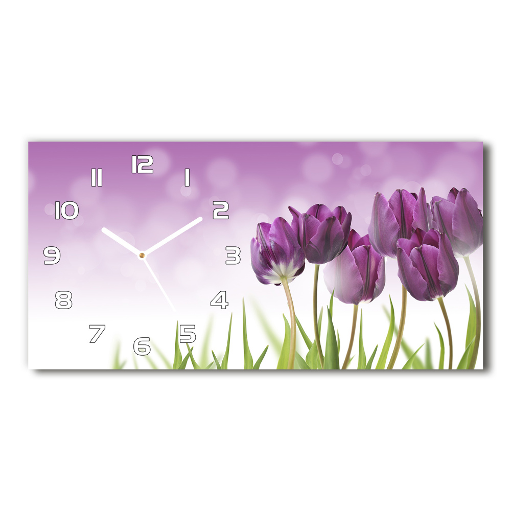 Horizontal wall clock Fillet tulips