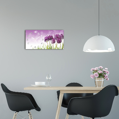 Horizontal wall clock Fillet tulips