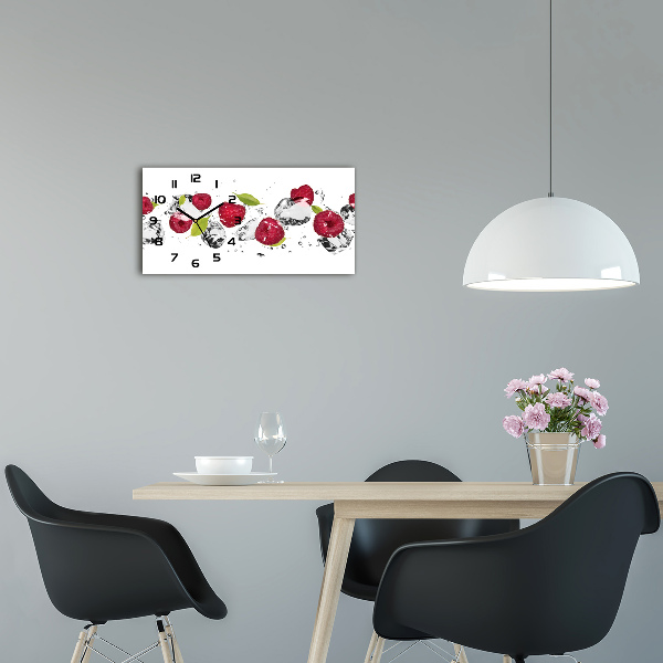 Horizontal wall clock Raspberry and water