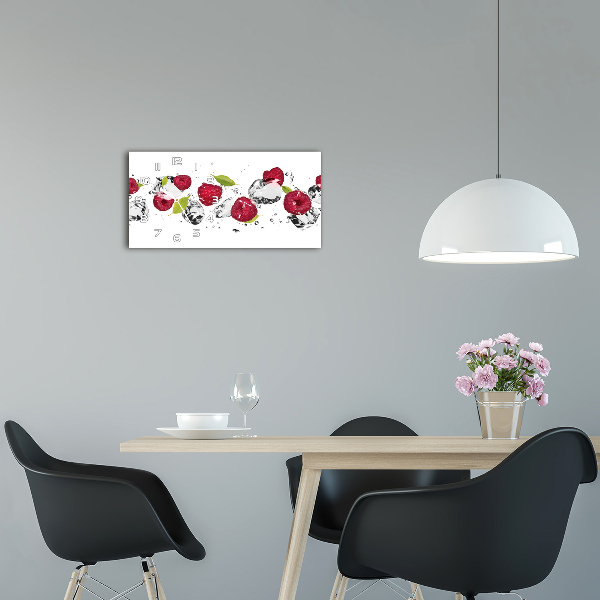 Horizontal wall clock Raspberry and water