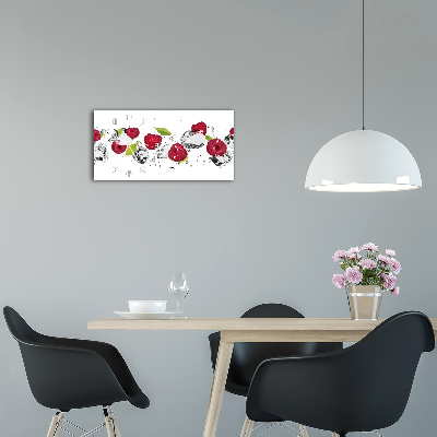 Horizontal wall clock Raspberry and water