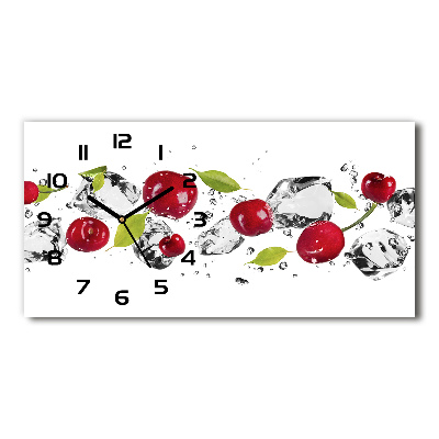 Horizontal rectangular wall clock Cherries and water