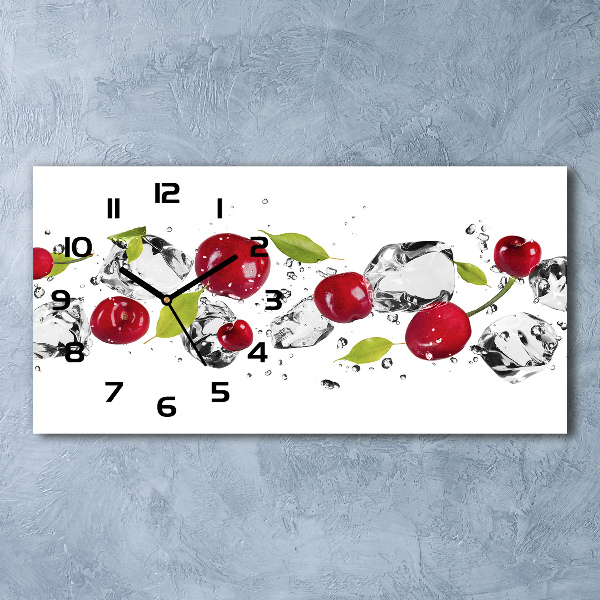 Horizontal rectangular wall clock Cherries and water