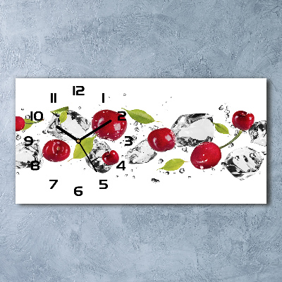 Horizontal rectangular wall clock Cherries and water