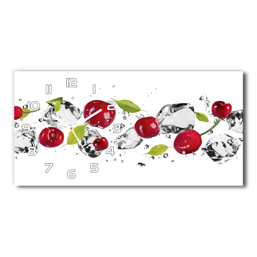 Horizontal rectangular wall clock Cherries and water