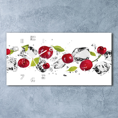 Horizontal rectangular wall clock Cherries and water