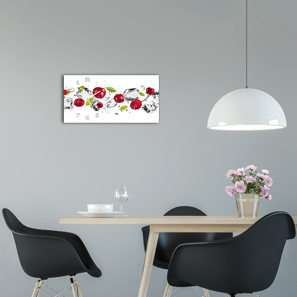 Horizontal rectangular wall clock Cherries and water