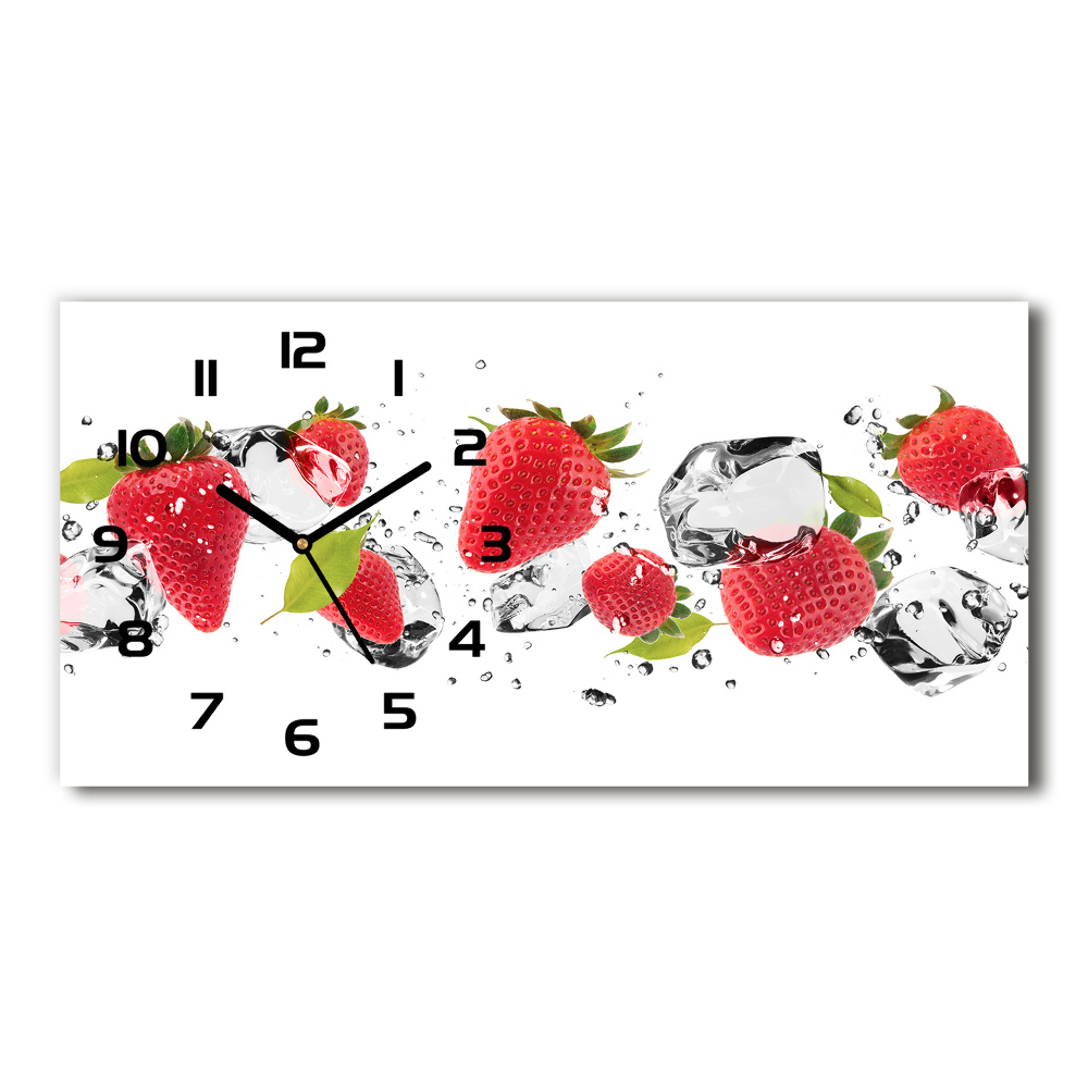 Horizontal rectangular wall clock Strawberries and water