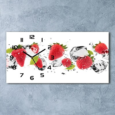 Horizontal rectangular wall clock Strawberries and water