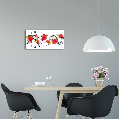 Horizontal rectangular wall clock Strawberries and water