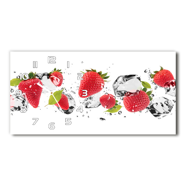 Horizontal rectangular wall clock Strawberries and water