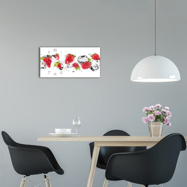 Horizontal rectangular wall clock Strawberries and water