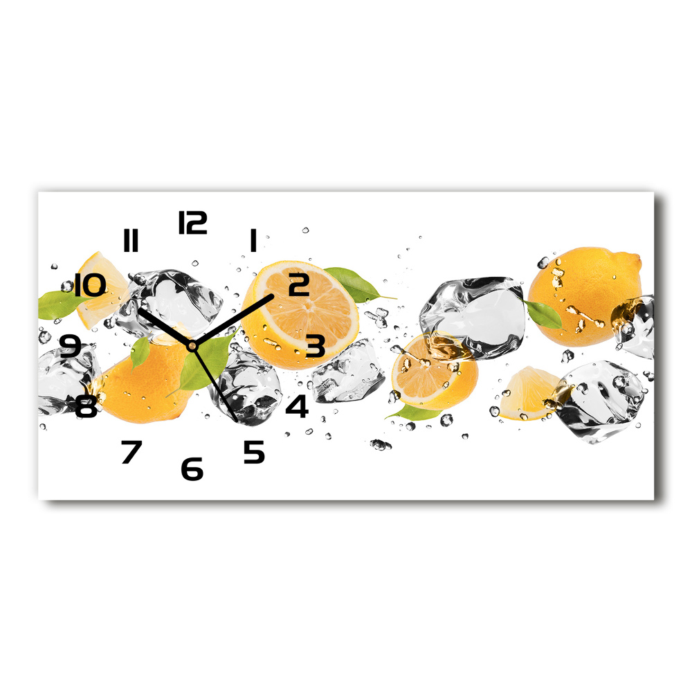 Horizontal rectangular wall clock Lemon and water