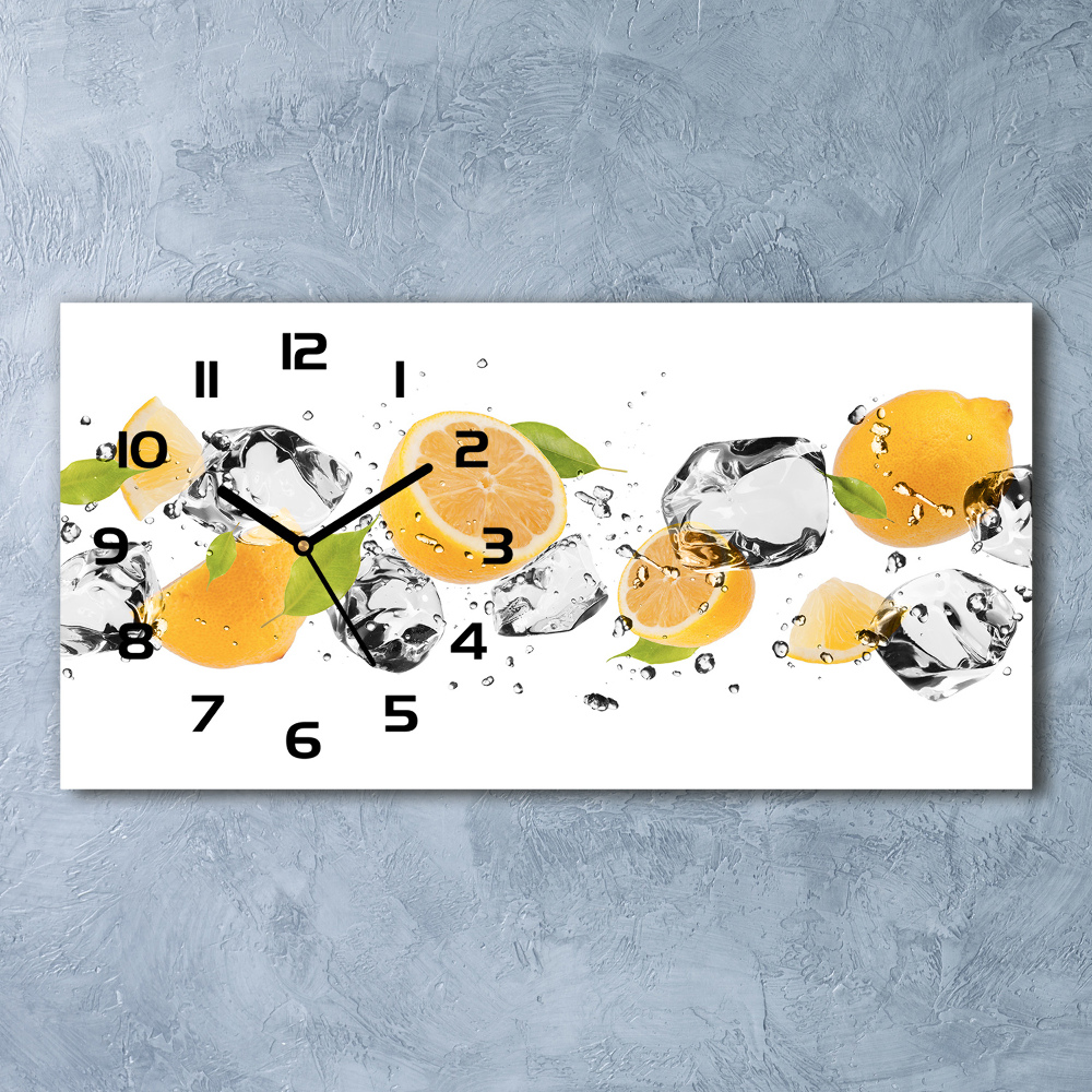 Horizontal rectangular wall clock Lemon and water