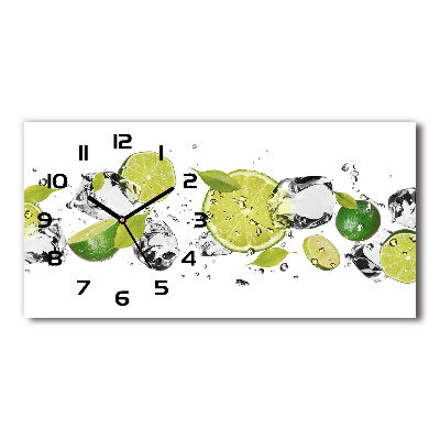 Horizontal wall clock Lime and water