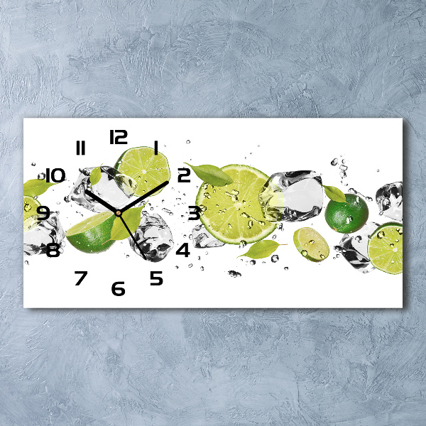 Horizontal wall clock Lime and water