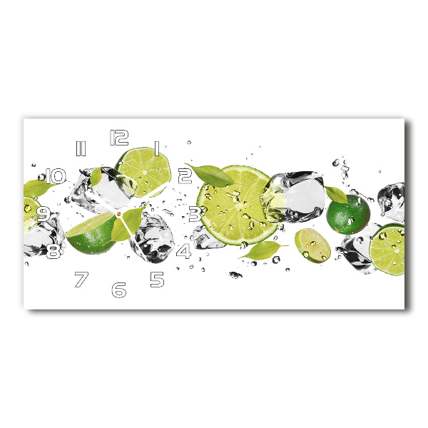 Horizontal wall clock Lime and water