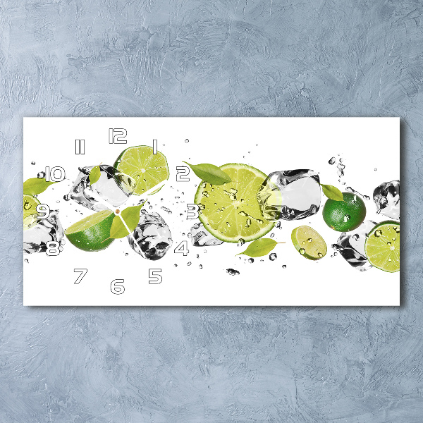 Horizontal wall clock Lime and water