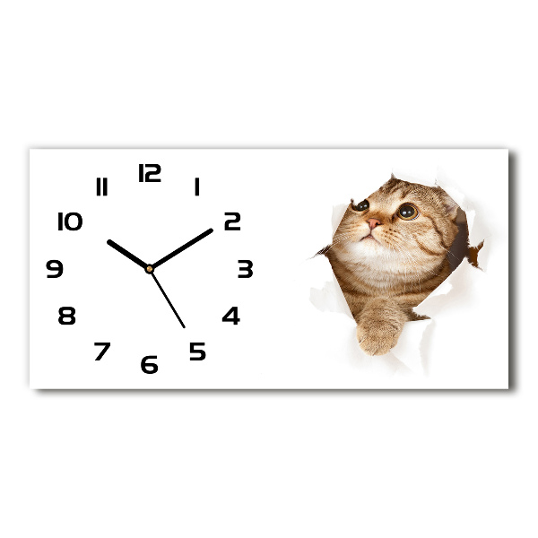 Horizontal wall clock Cat